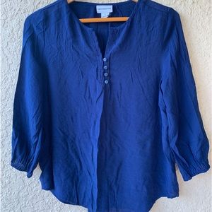 Liz Claiborne - Adult Small Blue Blouse - 3/4 Sleeve